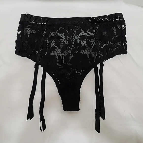 Dreamgirl | Intimates & Sleepwear | Dream Girl Highrise Lace And Vinyl  Garterbelt Panties Small | Poshmark